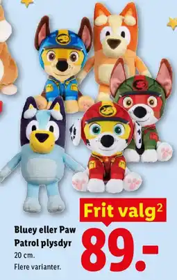 Lidl Bluey eller Paw Patrol plysdyr tilbud