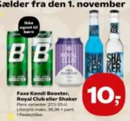 Kvickly Faxe Kondi Booster Royal Club eller Shaker tilbud