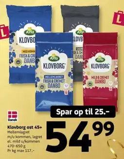 Løvbjerg Arla Klovborg ost 45+ tilbud