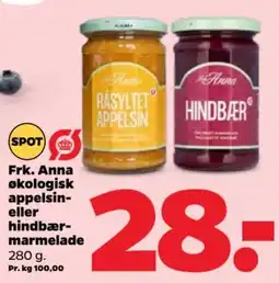 Netto Anna økologisk appelsin- eller hindbær-marmelade tilbud