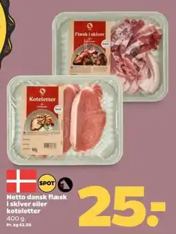Netto Flæsk i skiver eller koteletter tilbud