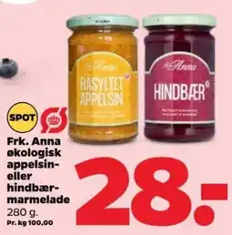 Netto Frk. Anna økologisk appelsin- eller hindbær-marmelade tilbud