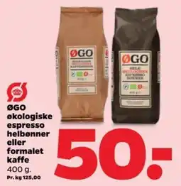 Netto ØGO økologiske espresso helbønner eller formalet kaffe tilbud