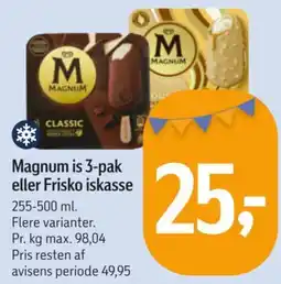 Føtex Magnum is 3-pak eller Frisko iskasse tilbud