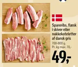 Føtex Spareribs, flæsk i skiver eller nakkekoteletter tilbud