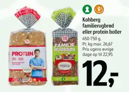 Føtex Kohberg familierugbrød eller protein boller tilbud