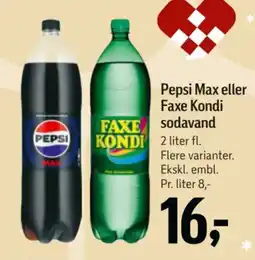 Føtex Pepsi Max eller Faxe Kondi sodavand tilbud