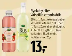 Føtex Rynkeby Tørst økologisk eller Valsølille vitamin drik tilbud