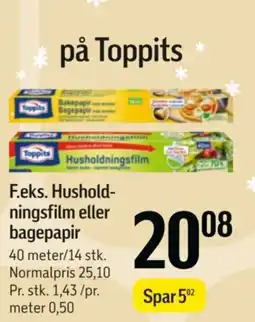 Føtex Toppits Husholdningsfilm eller bagepapir tilbud
