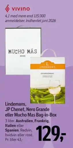Føtex Lindemans JP Chenet Nero Grande Mucho Mas Bag-in-Box tilbud