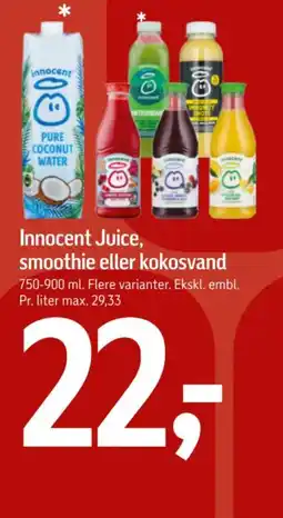 Føtex Innocent Juice, smoothie eller kokosvand tilbud