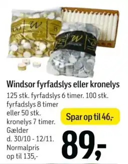 Føtex Windsor fyrfadslys eller kronelys tilbud