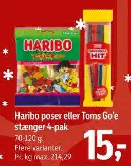 Føtex Haribo poser eller Toms Go'e stænger tilbud