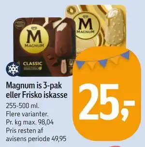 Magnum is 3-pak eller Frisko iskasse