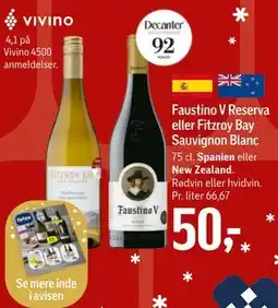 Føtex Faustino V Reserva eller Fitzroy Bay Sauvignon Blanc tilbud