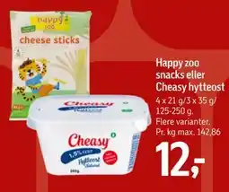 Føtex Happy zoo snacks eller Cheasy hytteost tilbud