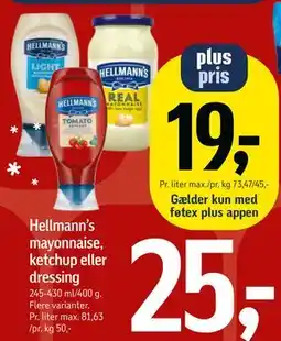 Føtex Hellmann’s mayonnaise, ketchup eller dressing tilbud