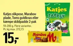 Føtex Katjes slikpose, Marabou plade, Toms guldknas eller kæmpe skildpadde 2-pak tilbud