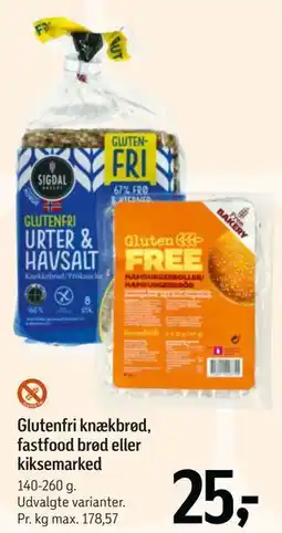 Føtex Glutenfri knækbrød, fastfood brød eller kiksemarked tilbud