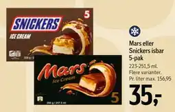 Føtex Mars eller Snickers isbar 5-pak tilbud
