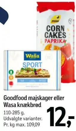 Føtex Goodfood majskager eller Wasa knækbrød tilbud