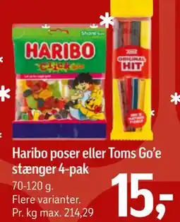 Føtex Haribo poser eller Toms Go’e stænger 4-pak tilbud