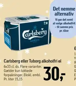 Føtex Carlsberg eller Tuborg alkoholfri øl tilbud