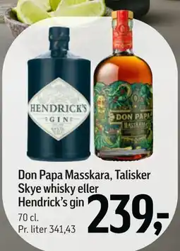 Føtex Don Papa Masskara, Talisker Skye whisky eller Hendrick’s gin tilbud