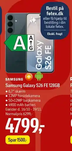 Føtex Samsung Galaxy S26 FE 128GB tilbud