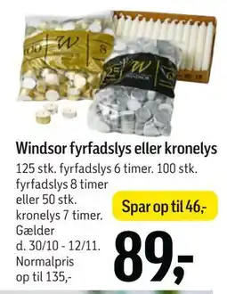 Føtex Windsor fyrfadslys eller kronelys tilbud