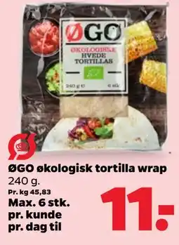 Netto ØGO økologisk tortilla wrap tilbud