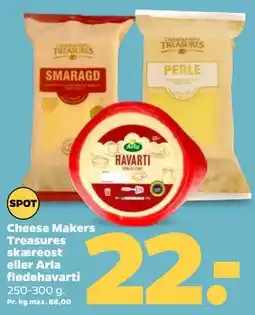 Netto Cheese Makers Treasures skæreost eller Arla flødehavarti tilbud