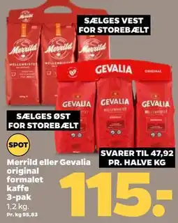 Netto Merrild eller Gevalia original formalet kaffe 3-pak tilbud