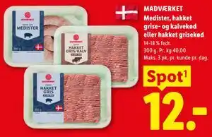 MADVÆRKET Medister, hakket grise- og kalvekød eller hakket grisekød