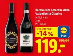 Lidl Barolo eller Amarone della Valpolicella Classico, App-pris tilbud