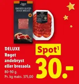 Lidl DELUXE Røget andebryst eller bresaola tilbud