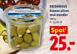 Lidl ERIDANOUS Grønne oliven med mandler tilbud