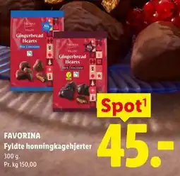 Lidl FAVORINA Fyldte honningkagehjerter tilbud