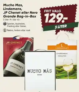 Bilka Mucho Mas, Lindemans, JP Chenet eller Nero Grande Bag-in-Box tilbud