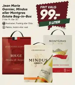 Bilka Jean Marie Garnier, Mindus eller Montgras Estate Bag-in-Box tilbud