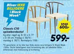 Bilka Classic C10 spisebordsstol tilbud