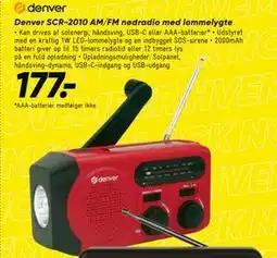 Bilka Denver SCR-2010 AM/FM nødradio med lommelygte tilbud