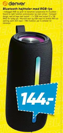 Bilka Bluetooth højttaler med RGB-lys tilbud