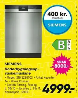 Bilka SIEMENS Underbygningsopvaskemaskine tilbud