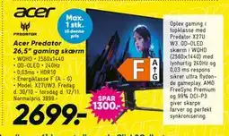 Bilka Acer Predator 26,5” gaming skærm tilbud