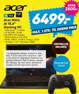 Bilka Acer Nitro AI 15,6” Gaming PC tilbud