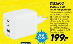 Bilka Deltaco GaN 100W vægoplader tilbud