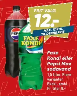 Bilka Faxe Kondi eller Pepsi Max sodavand tilbud