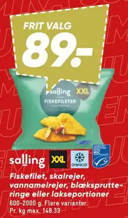 Bilka Fiskefilet, skalrejer, vannameirejer, blæksprutteringe eller lakseportioner tilbud
