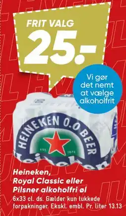Bilka Heineken, Royal Classic eller Pilsner alkoholfri øl tilbud